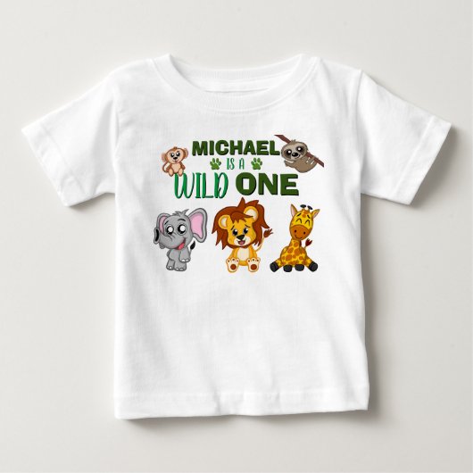 Cute Wild One Oerwoud Safari Animals First Birthda (Voorkant)