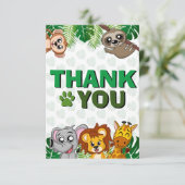 Cute Wild One Oerwoud Safari Animals First Birthda Bedankkaart (Staand voorkant)