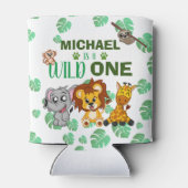 Cute Wild One Oerwoud Safari Animals First Birthda Blikjeskoeler (Achterkant)