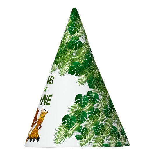 Cute Wild One Oerwoud Safari Animals First Birthda Feesthoedjes (Rechts)