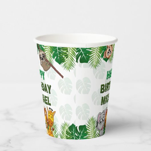 Cute Wild One Oerwoud Safari Animals First Birthda Papieren Bekers (Rechts)