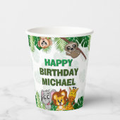 Cute Wild One Oerwoud Safari Animals First Birthda Papieren Bekers (Voorkant)
