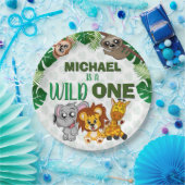 Cute Wild One Oerwoud Safari Animals First Birthda Papieren Bordje (Feest)