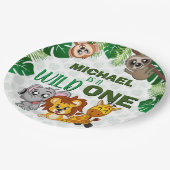 Cute Wild One Oerwoud Safari Animals First Birthda Papieren Bordje (Gekanteld)