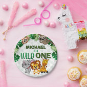 Cute Wild One Oerwoud Safari Animals First Birthda Papieren Bordje (Feest)