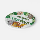 Cute Wild One Oerwoud Safari Animals First Birthda Papieren Bordje (Gekanteld)