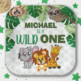 Cute Wild One Oerwoud Safari Animals First Birthda Papieren Bordje