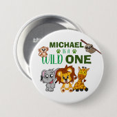 Cute Wild One Oerwoud Safari Animals First Birthda Ronde Button 7,6 Cm (Voorkant /achterkant)