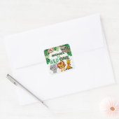 Cute Wild One Oerwoud Safari Animals First Birthda Vierkante Sticker (Envelop)