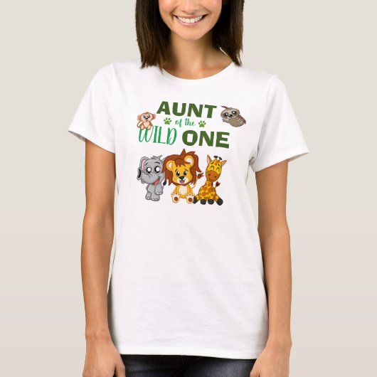 Cute Wild One Oerwoud Safari dierentuin T-shirt (Voorkant)