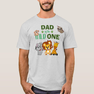 Cute Wild One Oerwoud Safari Zoo Animal Dad T-Shir T-shirt