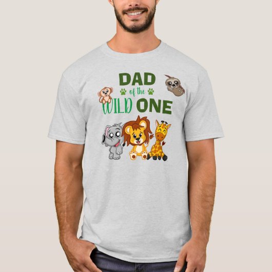 Cute Wild One Oerwoud Safari Zoo Animal Dad T-Shir T-shirt (Voorkant)