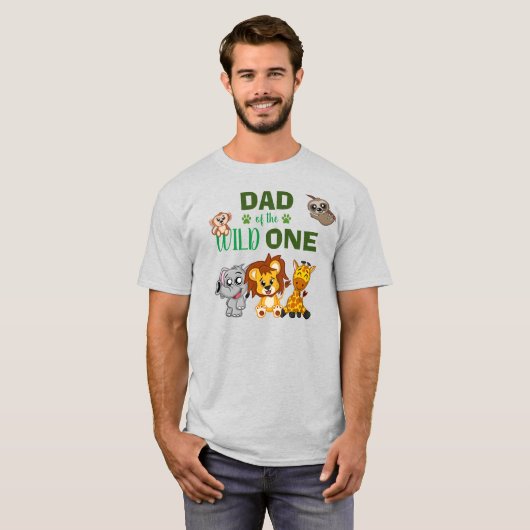 Cute Wild One Oerwoud Safari Zoo Animal Dad T-Shir T-shirt (Voorkant volledig)