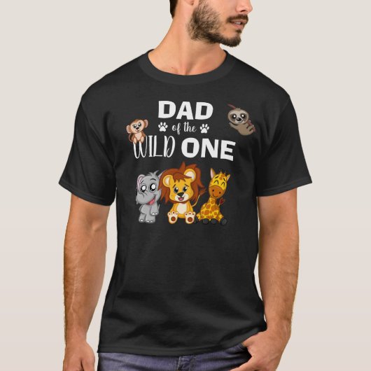 Cute Wild One Oerwoud Safari Zoo Animal Dad T-shirt (Voorkant)