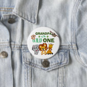 Cute Wild One Oerwoud Safari Zoo Animal Grandpa Ronde Button 7,6 Cm (In situ)