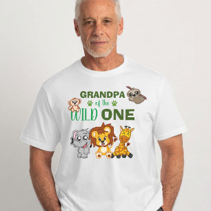 Cute Wild One Oerwoud Safari Zoo Animal Grandpa T-shirt
