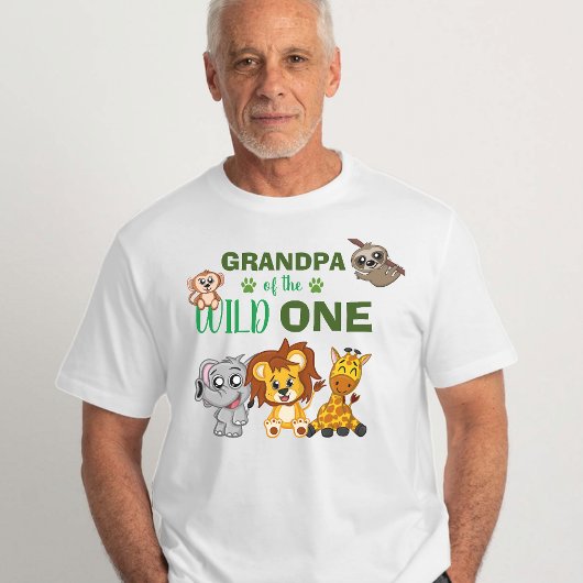 Cute Wild One Oerwoud Safari Zoo Animal Grandpa T-shirt