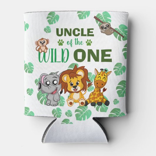 Cute Wild One Oerwoud Safari Zoo Animal oom Blikjeskoeler (Voorkant)