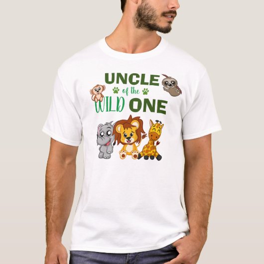 Cute Wild One Oerwoud Safari Zoo Animal oom T-shirt (Voorkant)