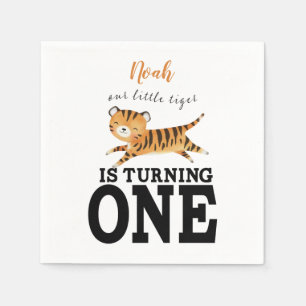 Cute Wild One Oerwoud Tiger 1st Birthday Uitnodigi Servet