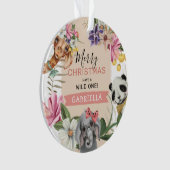 Cute Wild One Pink Oerwoud Kinder met kerstmis Ornament (voorkant)