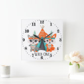 Cute wild one raccoon fox room decor vierkante klok (Huis)