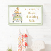 Cute Wild One Safari 1st verjaardag Spandoek (Insitu)