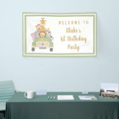 Cute Wild One Safari 1st verjaardag Spandoek (Beurs)