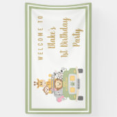 Cute Wild One Safari 1st verjaardag Spandoek (Verticaal)