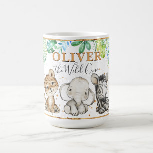 Cute Wild One Safari Animal Birthday Coffee Mok
