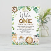 Cute Wild One Safari Animals Baby shower Kaart (Staand voorkant)