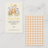 Cute Wild One Safari Animals Diaper Raffle  Informatiekaartje (Voorkant / Achterkant)