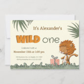 Cute Wild One Safari Lion eerste verjaardag Kaart (Voorkant)