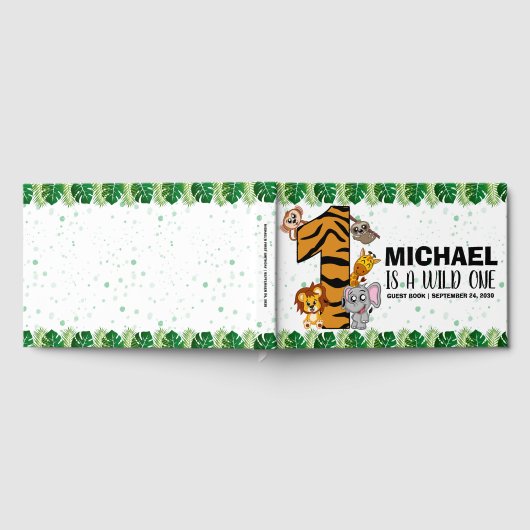 Cute Wild One Safari Oerwoud Animals 1e verjaardag Gastenboek (Volledig)