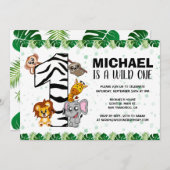 Cute Wild One Safari Oerwoud Animals 1e verjaardag Kaart (Voorkant / Achterkant)