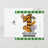 Cute Wild One Safari Oerwoud Animals First Birthda (Voorkant / Achterkant)