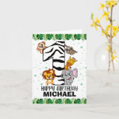 Cute Wild One Safari Oerwoud Animals First Birthda Kaart (Gele Bloem)