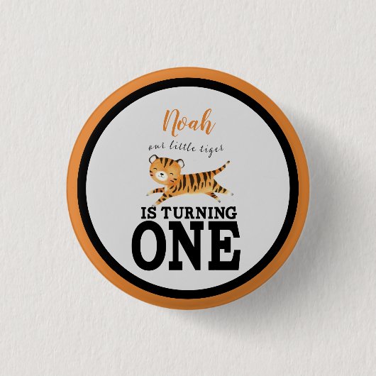 Cute Wild One Safari Oerwoud Tiger 1e verjaardag Ronde Button 3,2 Cm (Voorkant)