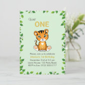 Cute Wild One Tiger 1e verjaardag Uitnodiging (Staand voorkant)