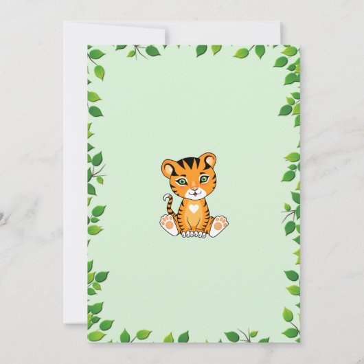 Cute Wild One Tiger 1e verjaardag Uitnodiging (Achterkant)