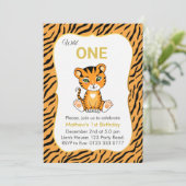 Cute Wild One Tiger 1e verjaardag Uitnodiging (Staand voorkant)