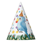 Cute Wild One Tropical Parrot & Confetti Birthday Feesthoedjes (Voorkant)