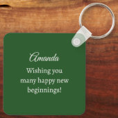 Cute Wild Rabbit Photo Dark Green Happy Spring Sleutelhanger (Achterkant)