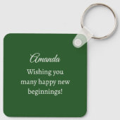 Cute Wild Rabbit Photo Dark Green Happy Spring Sleutelhanger (Achterkant)