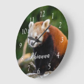 Cute Wild Red Panda Photo Personalized Grote Klok (Hoek)