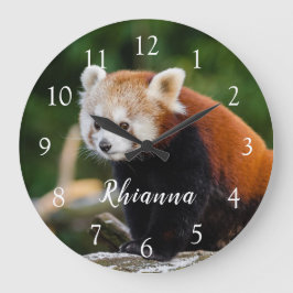 Cute Wild Red Panda Photo Personalized Grote Klok