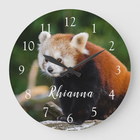 Cute Wild Red Panda Photo Personalized Grote Klok (Voorkant)