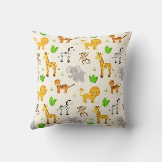 Cute Wild Safari Animal Modern Kinder Pattern Kussen (Achterkant)