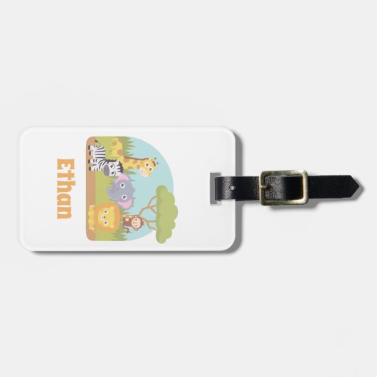 Cute Wild Safari Animals Kinder Bagagelabel (Voorkant horizontaal)