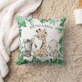 Cute Wild Safari Oerwoud Animals Greenery Kussen (Deken)